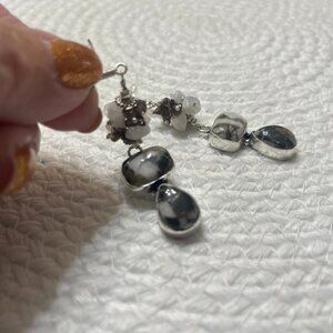 Gorgeous COPPER WHITE BUFFALO TURQUOISE & RAINBOW MOONSTONE Handmade Earrings